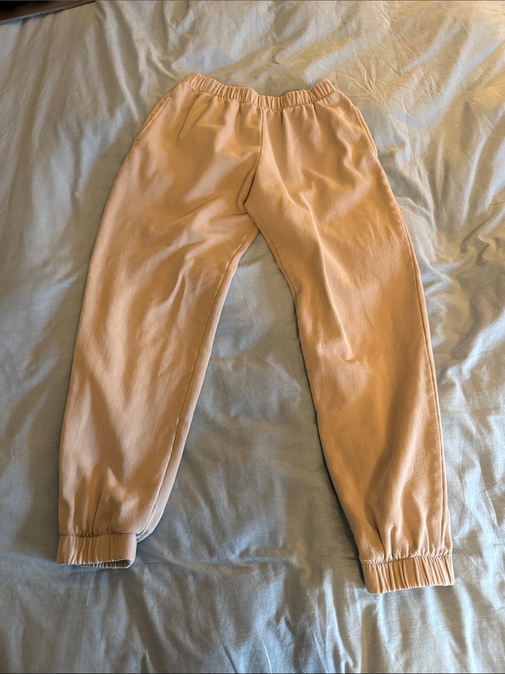 Neutral Tan Elastic-Waist Jogger Pants